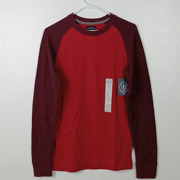 St Johns Bay Pullover Men's Small Tonal Red Thermal Long Sleeve Soft Top - Picture 1 of 8